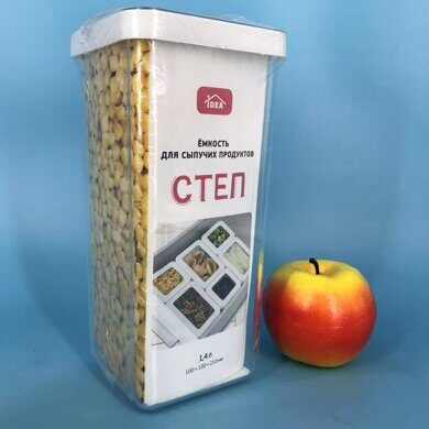 Емкость для сыпучих продуктов СТЕП 1,4л 10х10х21см(Белый)