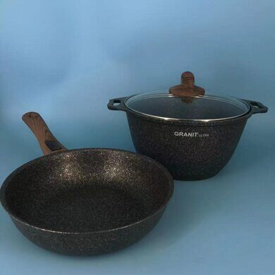 Набор посуды №18 Granit Ultra (кастр.4,0л/1ст/кр/сков.24см/съём.руч.) original